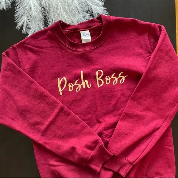 Deep Wine Custom made Posh Boss Sweatshirt - Picture 2 of 4